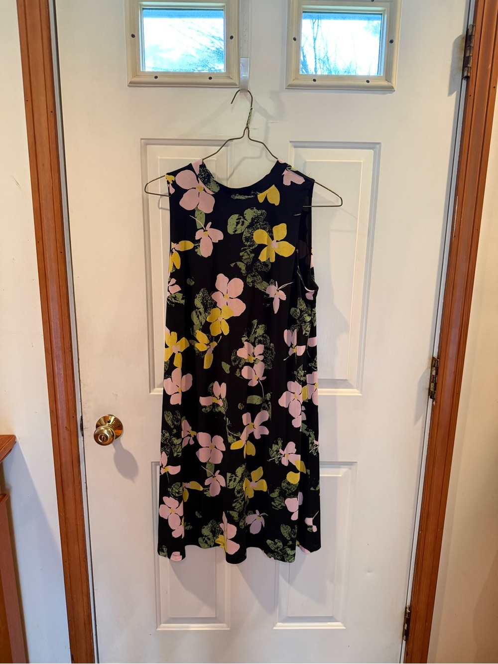Nine West Black Sleeveless Dress with Pink & Yellow Floral Print